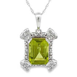 1.87ct Peridot Diamond Fashion Pendants 10KT White Gold