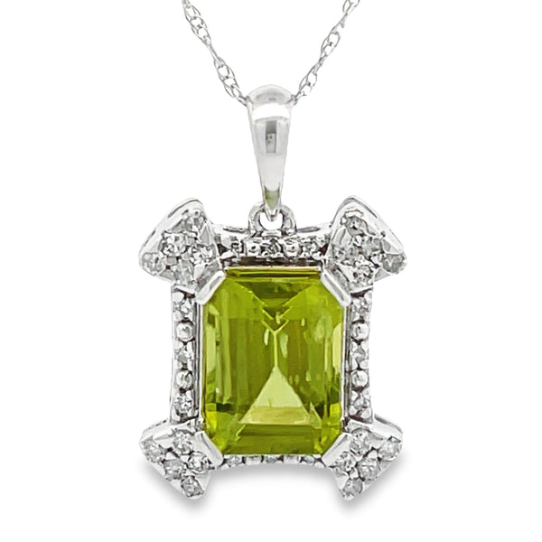 1.87ct Peridot Diamond Fashion Pendants 10KT White Gold