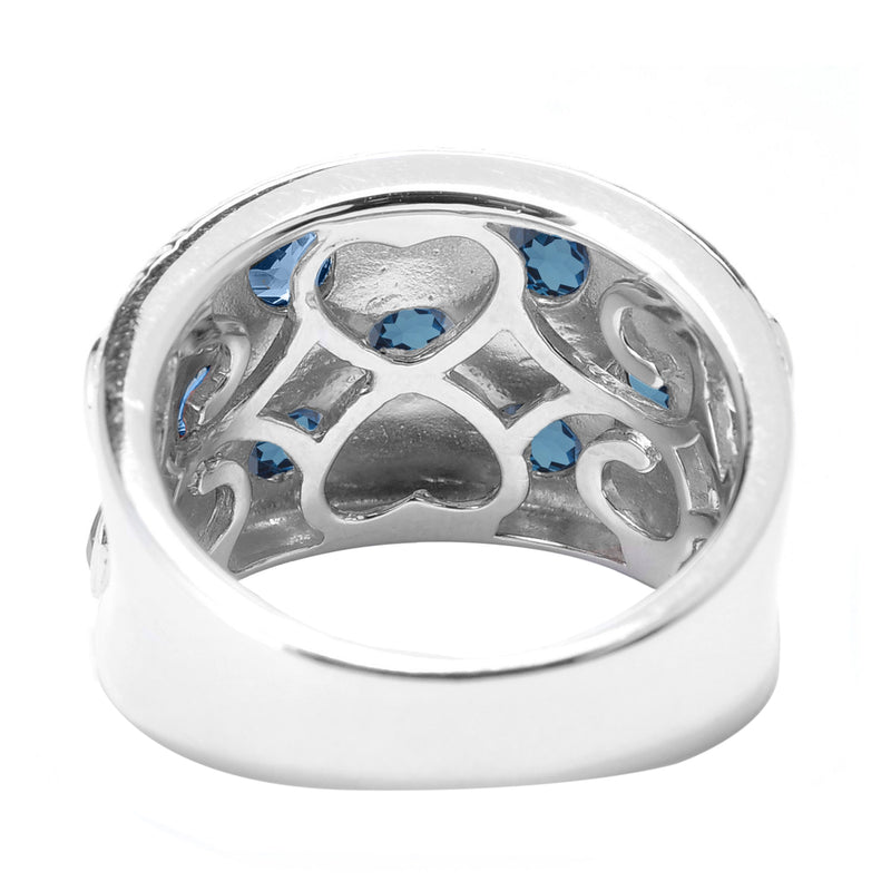 V3 Jewelry Natural London Blue Topaz & Sterling Silver Band Ring