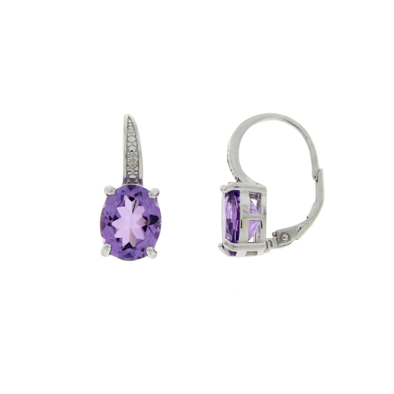 4.81ct Amethyst Diamond Earrings Sterling Silver