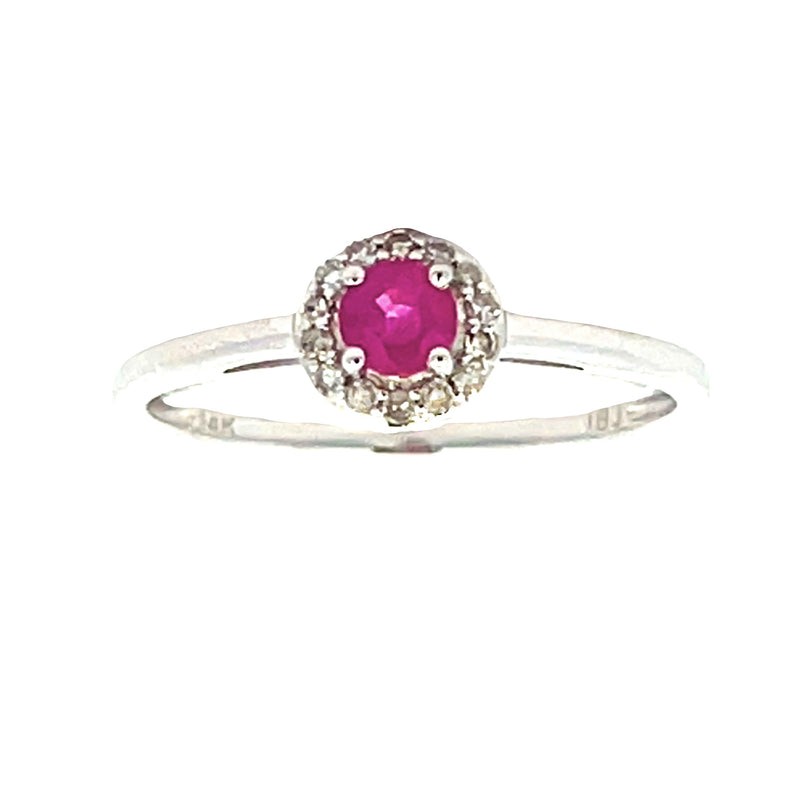 Genuine .25ct Ruby Diamond Ring 14KT White Gold