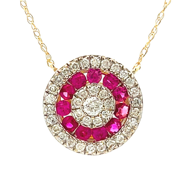 .70ct Ruby Diamond Fashion Pendants 14KT Yellow Gold