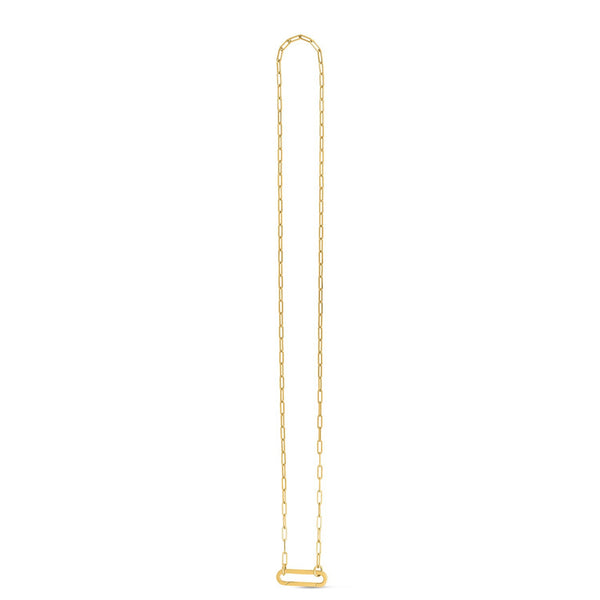 14k Yellow Gold Elongated Link Paperclip Necklace