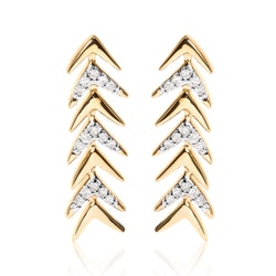 18K Yellow Gold Plated .925 Sterling Silver 1/5 Cttw Diamond Chevron Arrow Stud Earring (I-J Color, I2-I3 Clarity)