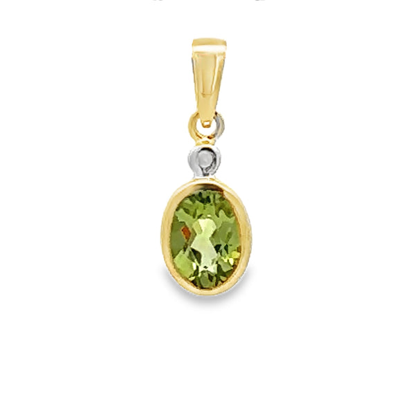 .50ct Peridot Diamond Fashion Pendants 10KT Yellow Gold