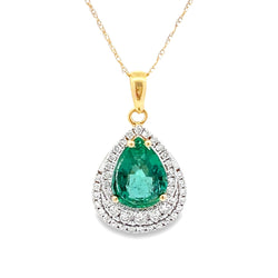 Emerald Diamond Fashion Pendants 14KT Yellow Gold