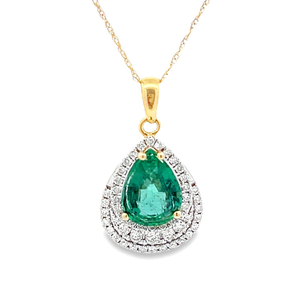 Emerald Diamond Fashion Pendants 14KT Yellow Gold