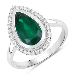 IGI Certified 2.81 Carat Genuine Zambian Emerald and White Diamond 14K White Gold Ring