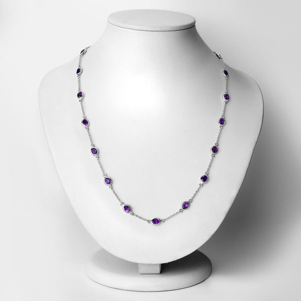 6.12 Carat Genuine Amethyst .925 Sterling Silver Necklace