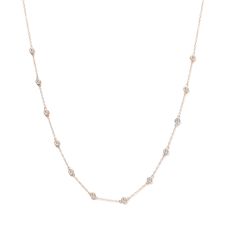 14K Gold 1ct TDW Diamond Station Necklace (H-I, SI2-I1) (White, Gold)
