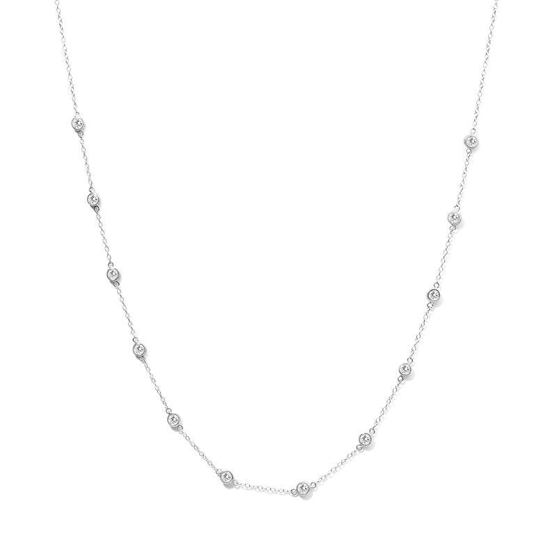 14K Gold 1ct TDW Diamond Station Necklace (H-I, SI2-I1) (White, Gold)