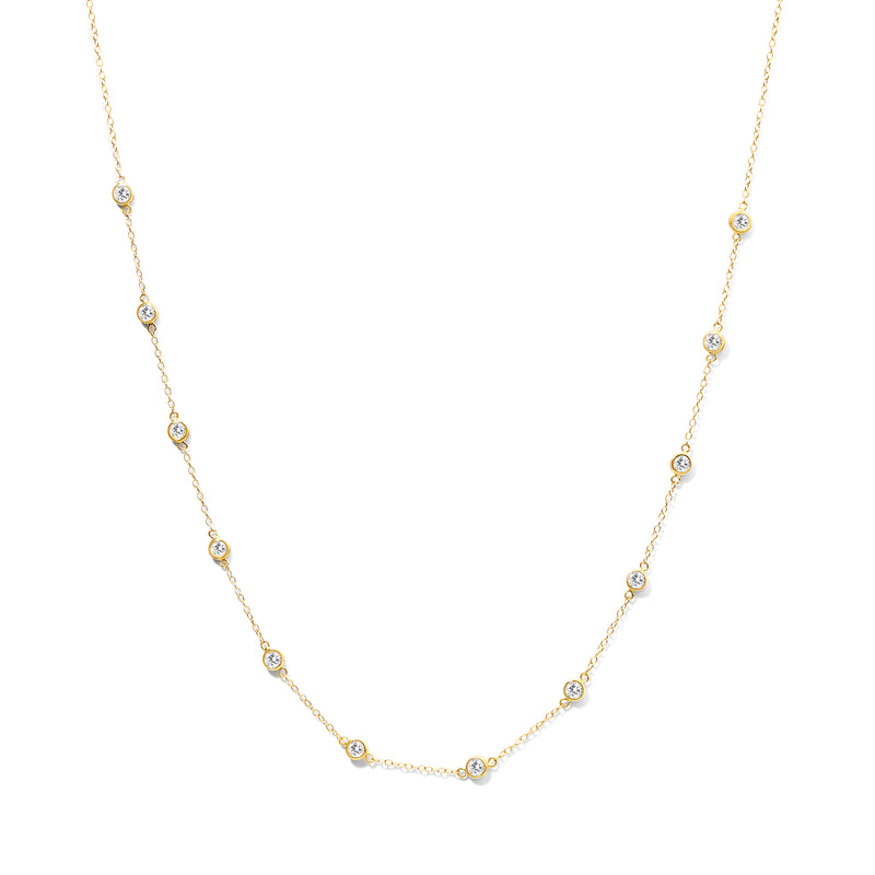 14K Gold 1ct TDW Diamond Station Necklace (H-I, SI2-I1) (White, Gold)