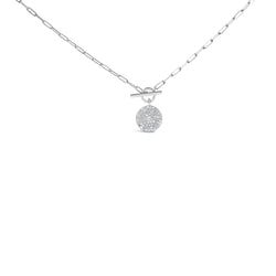 .925 Sterling Silver 3/8 Cttw Diamond Medallion with Toggle Bale Paperclip Chain Pendant Necklace (H-I Color, SI1-SI2 Clarity) - 18" Inches