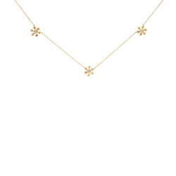 10K Yellow Gold 1/8 Cttw Diamond Floral Station Chain Necklace (I-J Color, I1-I2 Clarity)