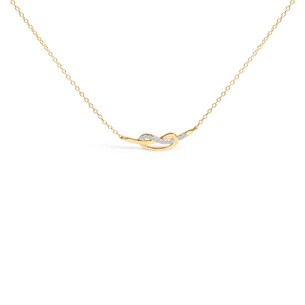 14K Yellow Gold Plated .925 Sterling Silver Diamond Accent Infinity Ribbon Pendant Necklace (I-J Color, I1-I2 Clarity) - "18 Inch