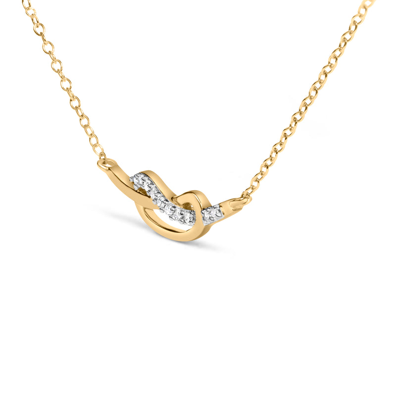 14K Yellow Gold Plated .925 Sterling Silver Diamond Accent Infinity Ribbon Pendant Necklace (I-J Color, I1-I2 Clarity) - "18 Inch