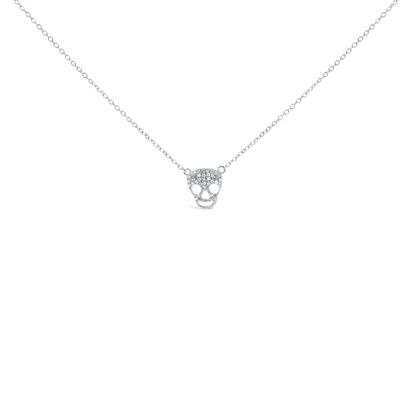 .925 Sterling Silver 1/7 Cttw Diamond Skull Pendant Necklace (H-I Color, SI1-SI2 Clarity) - 18" Inches