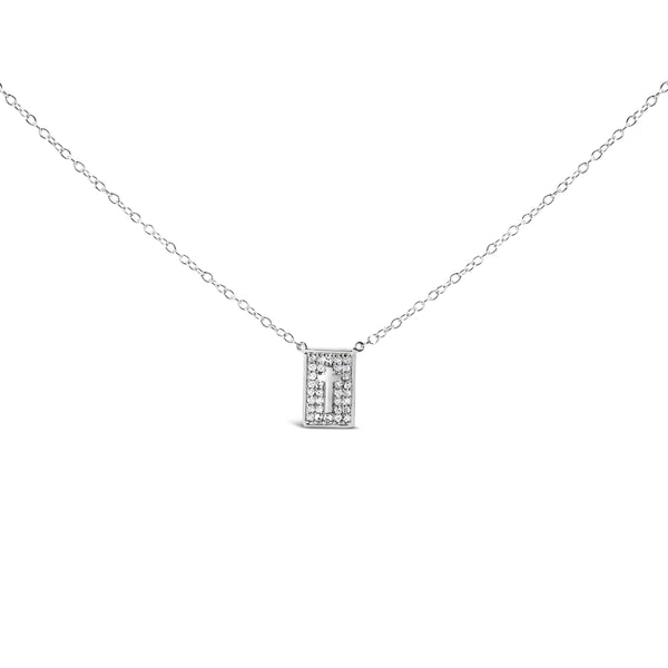 .925 Sterling Silver 1/10 Ctw Diamond Inlaid Cross Dog Tag Pendant Necklace (H-I Color, I1-I2 Clarity) - 18"