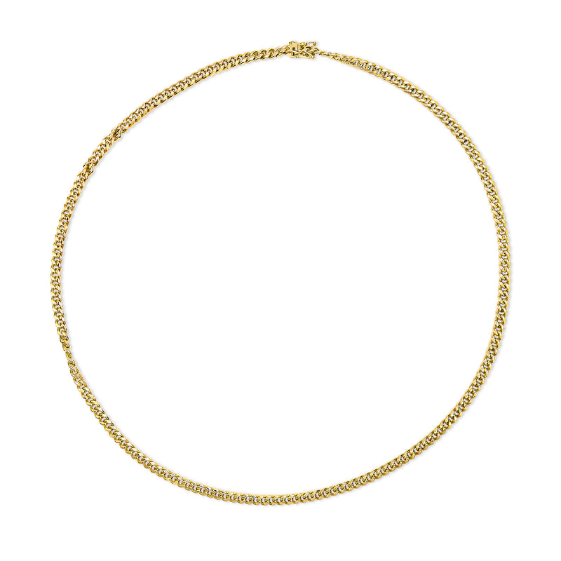 Semi-Solid 14K Yellow Gold 4.5mm Miami Cuban Chain Necklace - Unisex Chain - 22 Inches