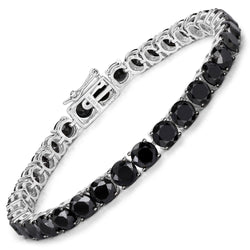 19.13 Carat Genuine Black Diamond 14K White Gold Bracelet