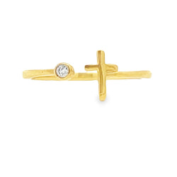 Natural .03ct Diamond Cross Ring 10KT Yellow Gold