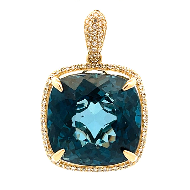 London Blue Topaz Fashion Pendants 14KT Yellow Gold