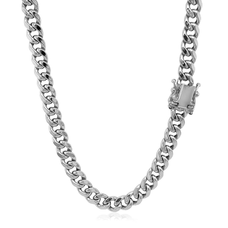 5.5mm 14k White Gold Miami Cuban Semi Solid Chain