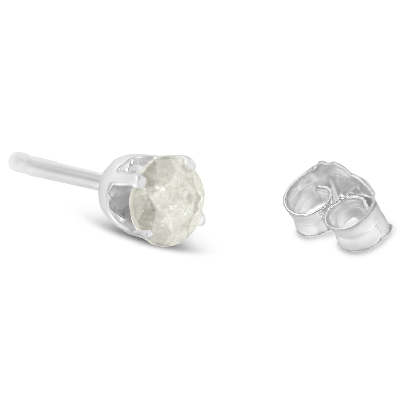 .925 Sterling Silver 1/2 Cttw 4-Prong Round-cut "Salt and Pepper" Diamond Classic Stud Earrings (I-J Color, I3 Clarity)