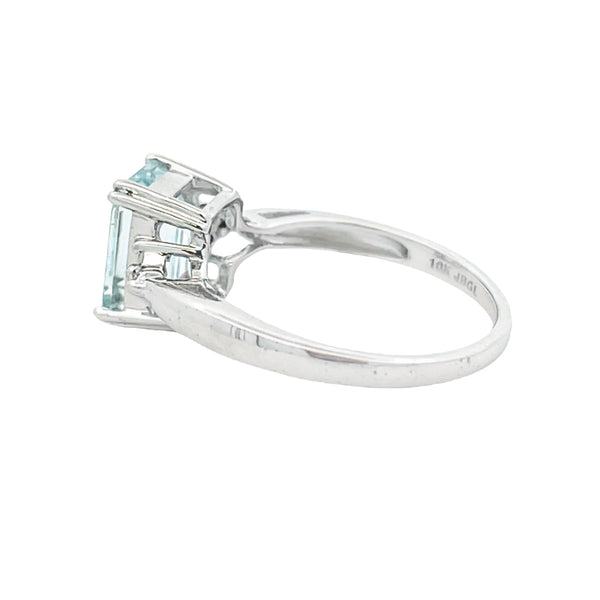 Natural 1.98ct Aquamarine Diamond Ring 10KT White Gold