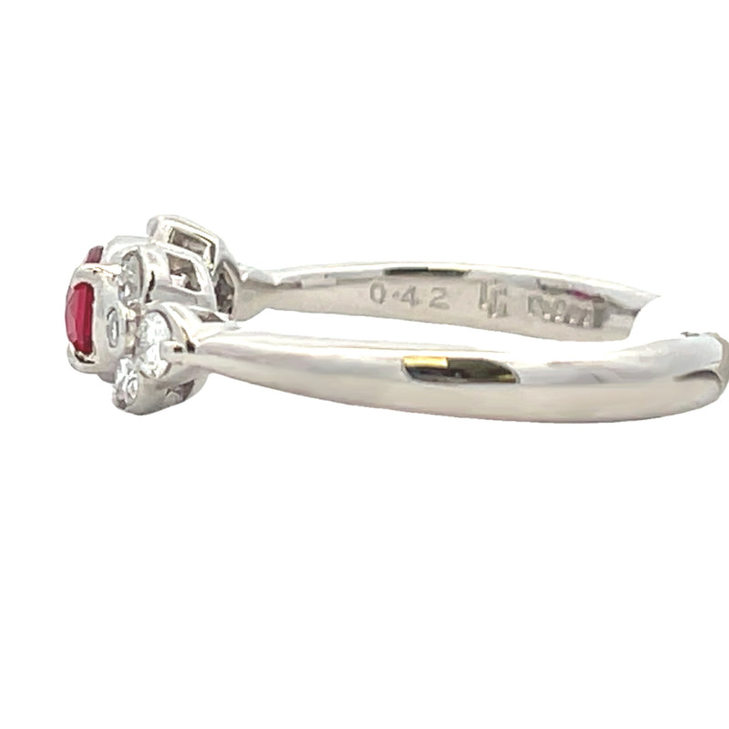 Genuine .64ct Ruby Diamond Ring .900 Platinum