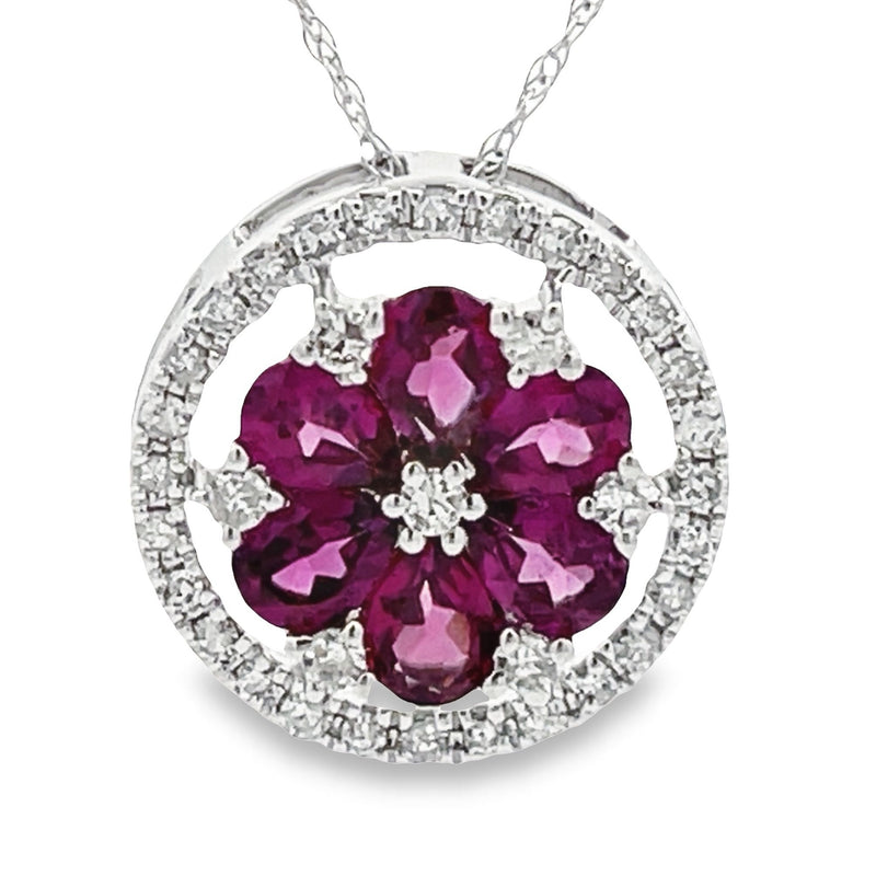 Rhodolite Garnet Fashion Pendants 14KT White Gold