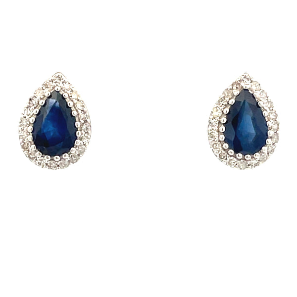 .57ct Sapphire Diamond Stud Earrings 14KT White Gold