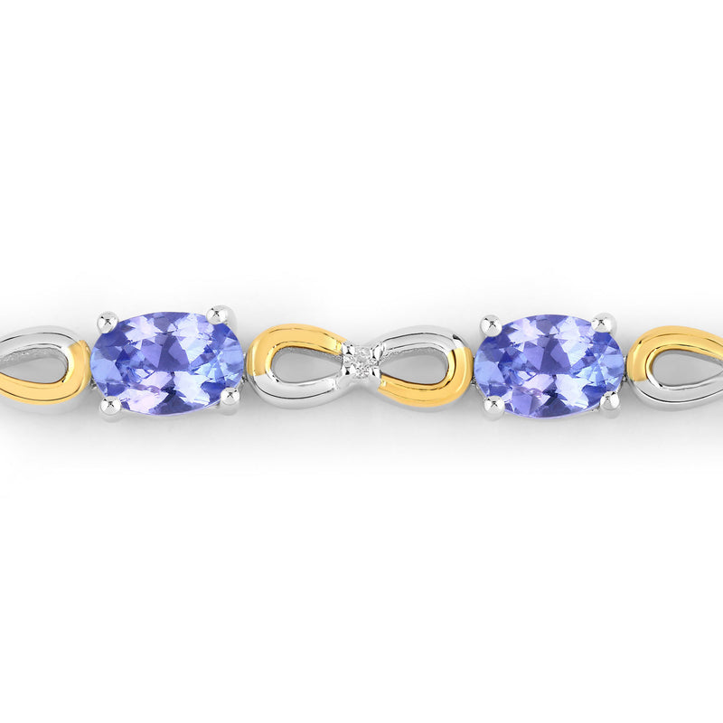 1.81 Carat Genuine Tanzanite and White Topaz .925 Sterling Silver Bracelet