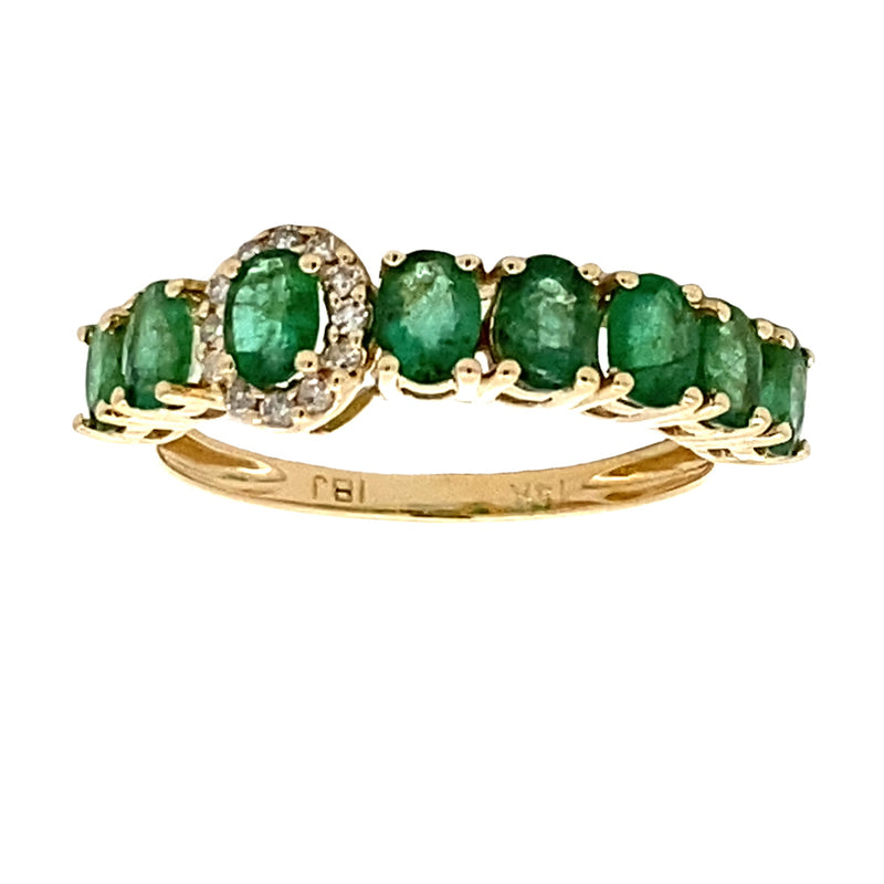 Emerald Diamond Fashion band rings 14KT Yellow Gold