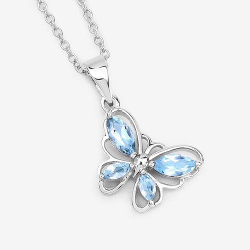 0.78 Carat Genuine Blue Topaz .925 Sterling Silver Pendant