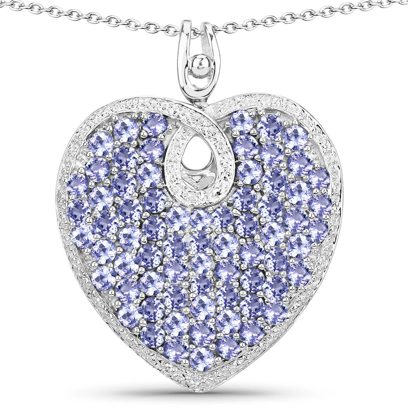 6.17 Carat Genuine Tanzanite .925 Sterling Silver Pendant