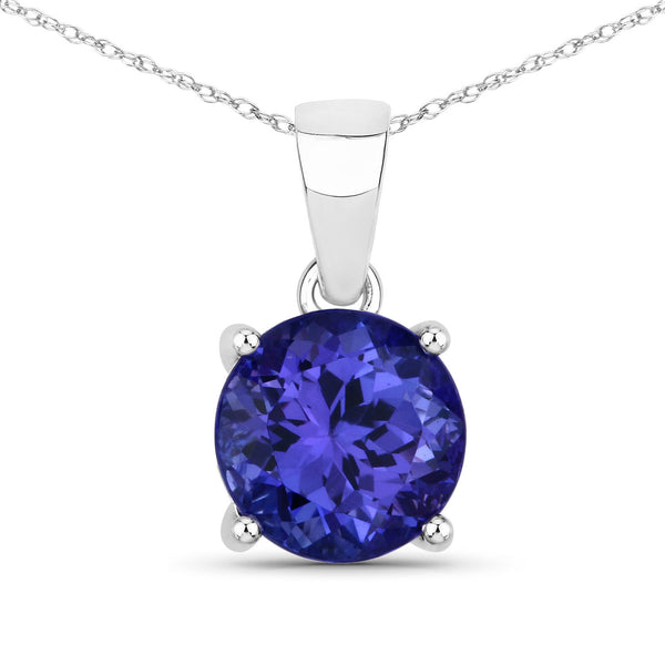 2.17 Carat Genuine Tanzanite 14K White Gold Pendant