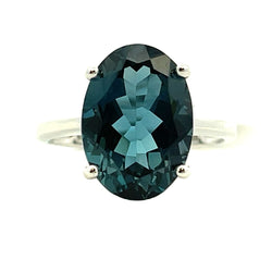 Genuine 8.80ct London Blue Topaz Ring 14KT White Gold