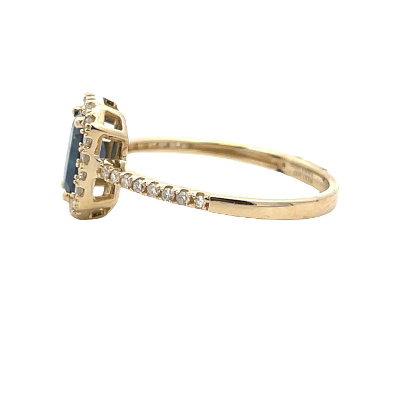 Natural 1.28ct Sapphire Diamond Ring 14KT Yellow Gold