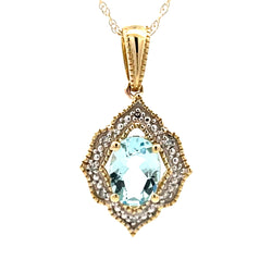 Aquamarine Diamond Fashion Pendants 10KT Yellow Gold