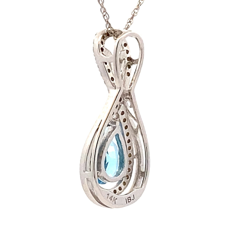 Blue Topaz Diamond Fashion Pendants 14KT White Gold