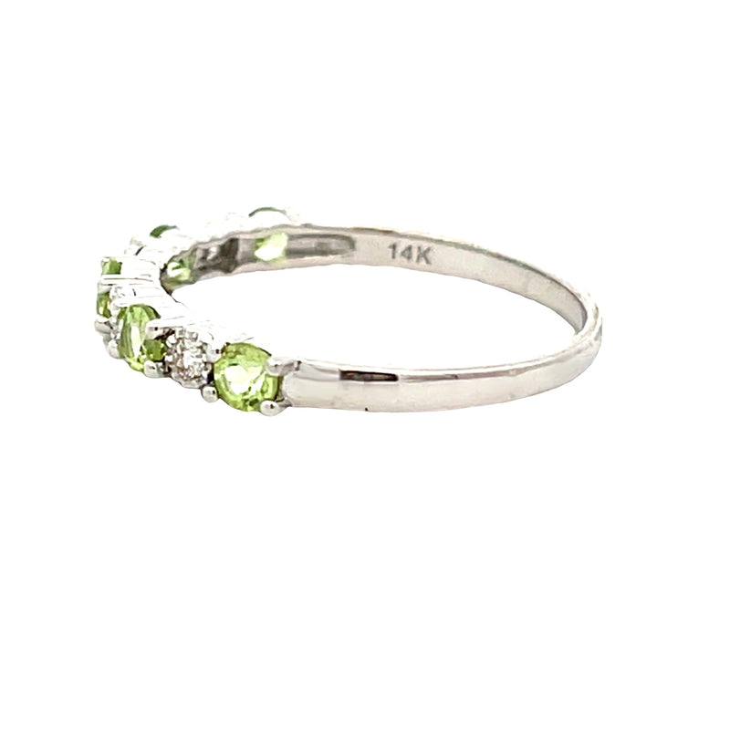 Peridot Diamond Fashion band rings 14KT Yellow Gold