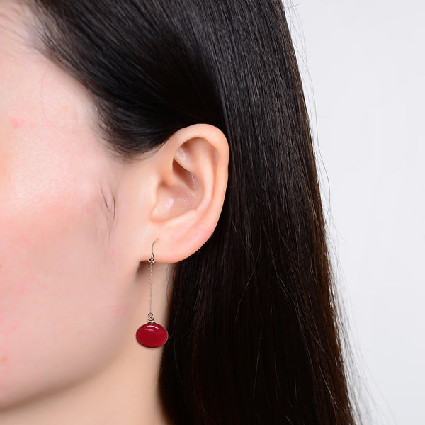 Gold Over Brass Red Amber Earring Dangling Earring