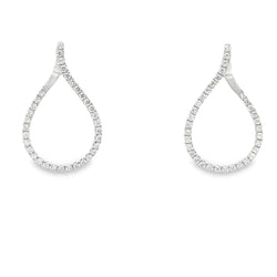 Natural 1.07ct Diamond Dangle Earrings 14KT White Gold