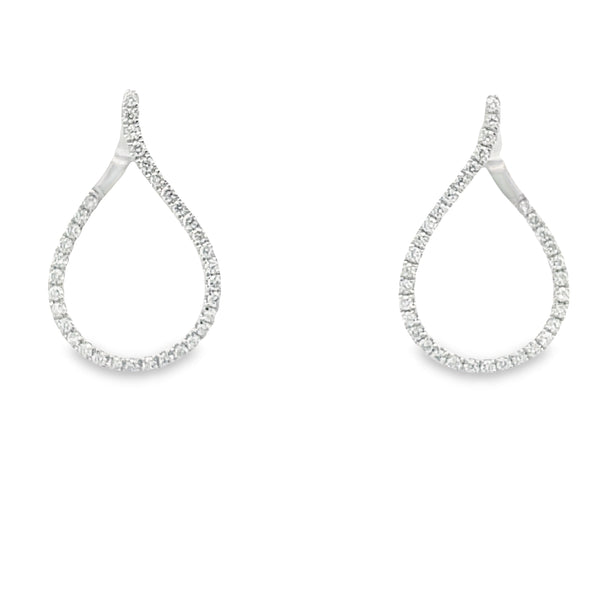 Natural 1.07ct Diamond Dangle Earrings 14KT White Gold