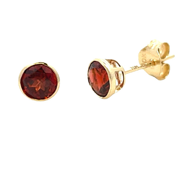 Natural 1.10ct Garnet Stud Earrings 10KT Yellow Gold