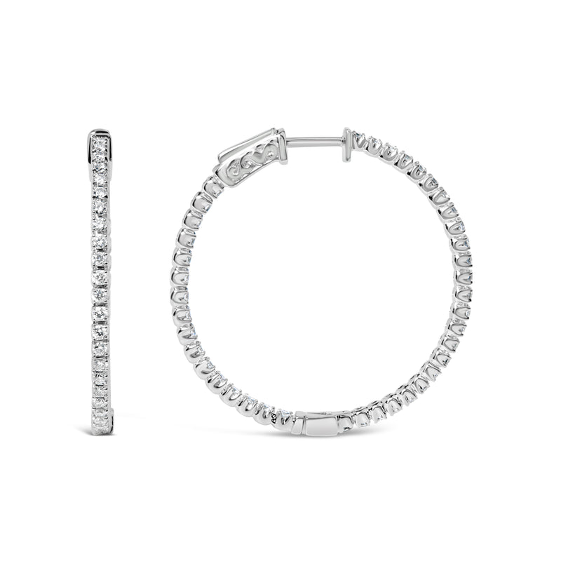 14K White Gold 1 1/2 Cttw Lab Grown Diamond Inside Out Hoop Earrings (G-H Color, VS2-SI1 Clarity)