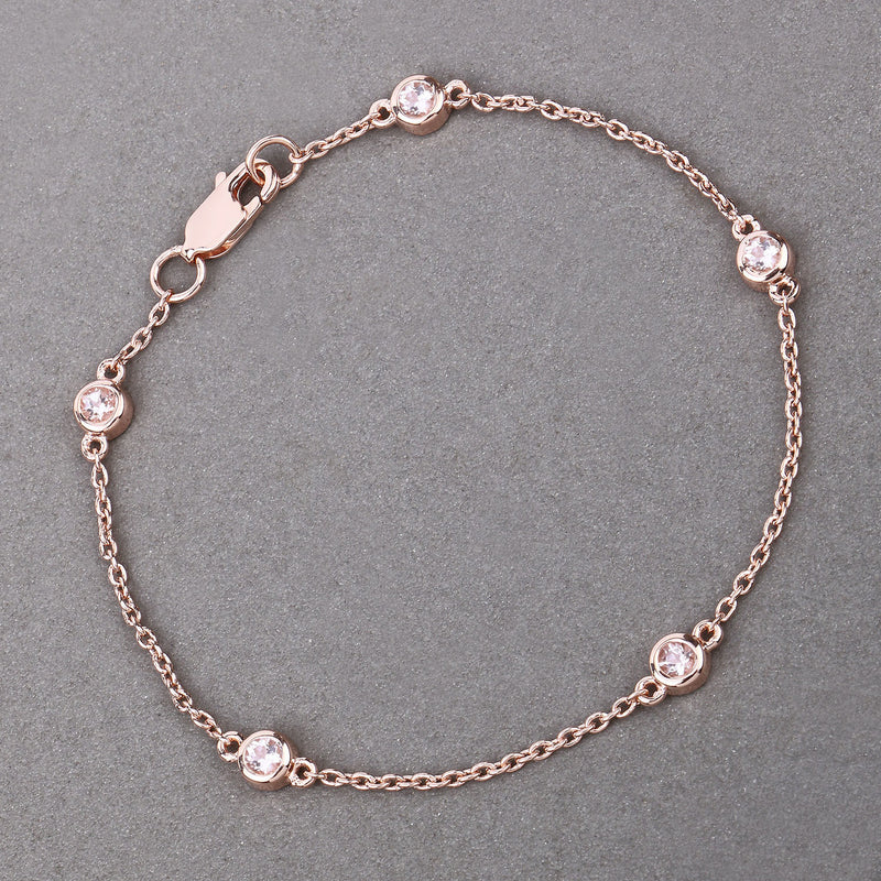 0.45 Carat Genuine Morganite .925 Sterling Silver Bracelet