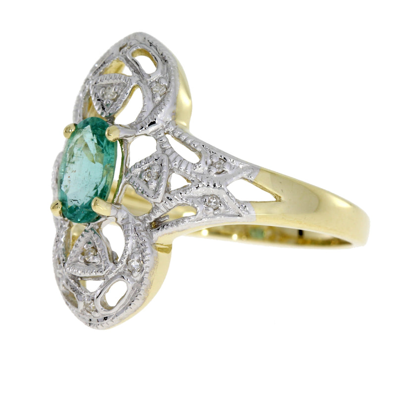 Genuine .70ct Emerald Diamond Ring 10KT Yellow Gold