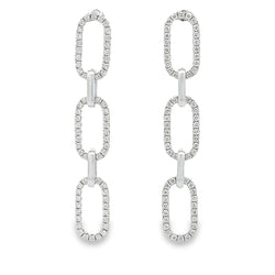 Genuine .99ct Diamond Dangle Earrings 14KT White Gold